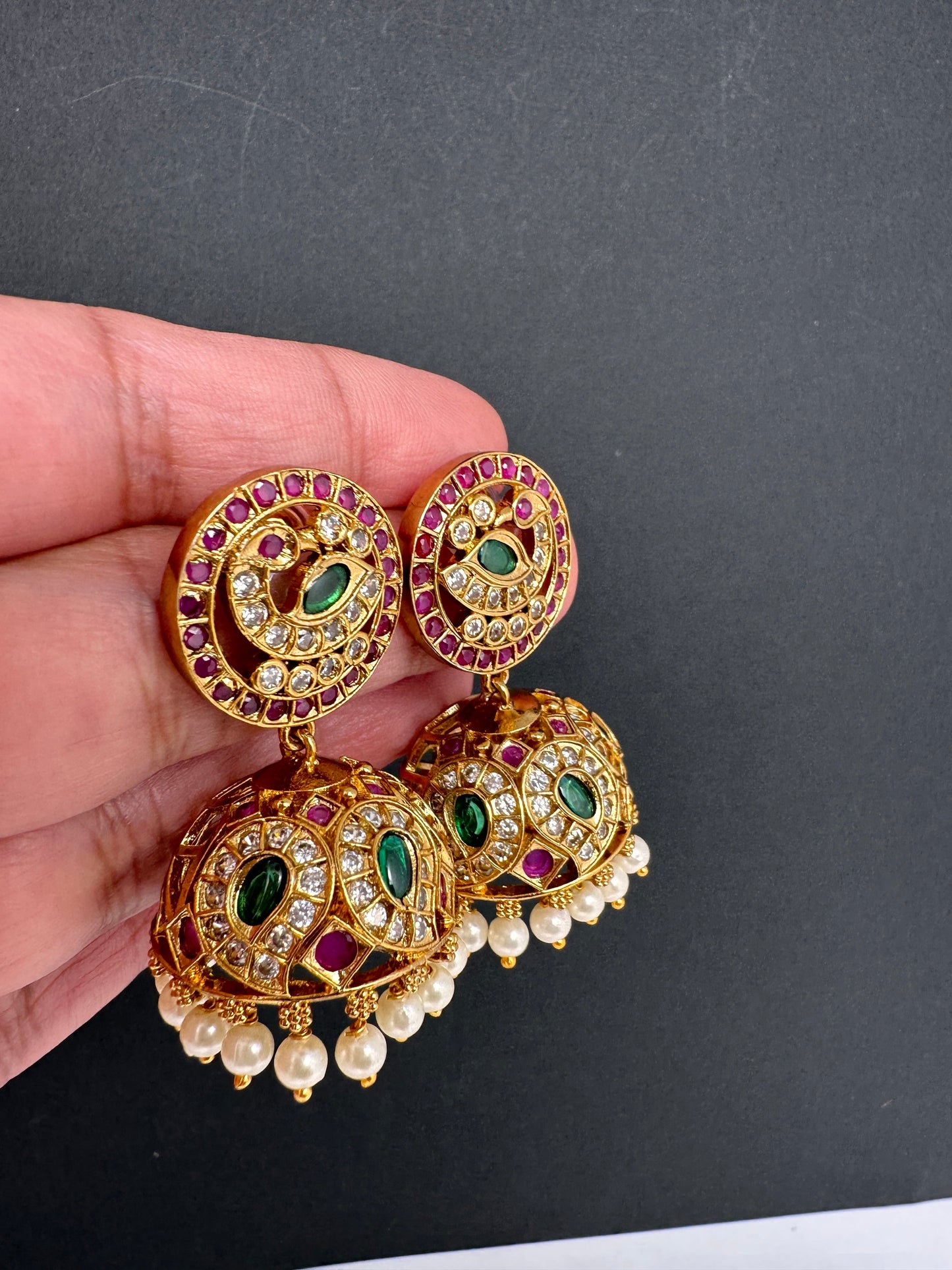 Matte Peacock Jhumki Earrings