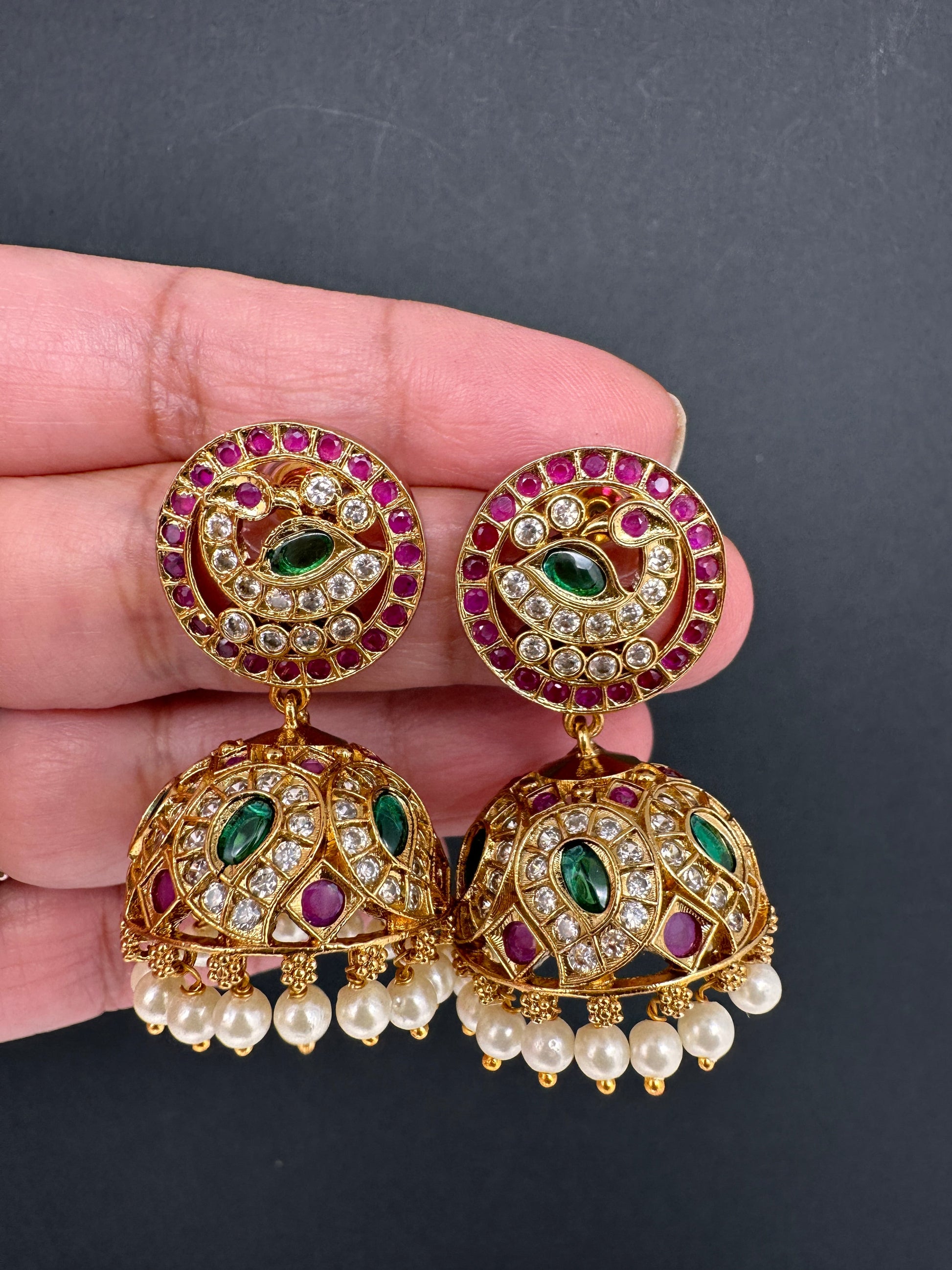 Matte Peacock Jhumki Earrings