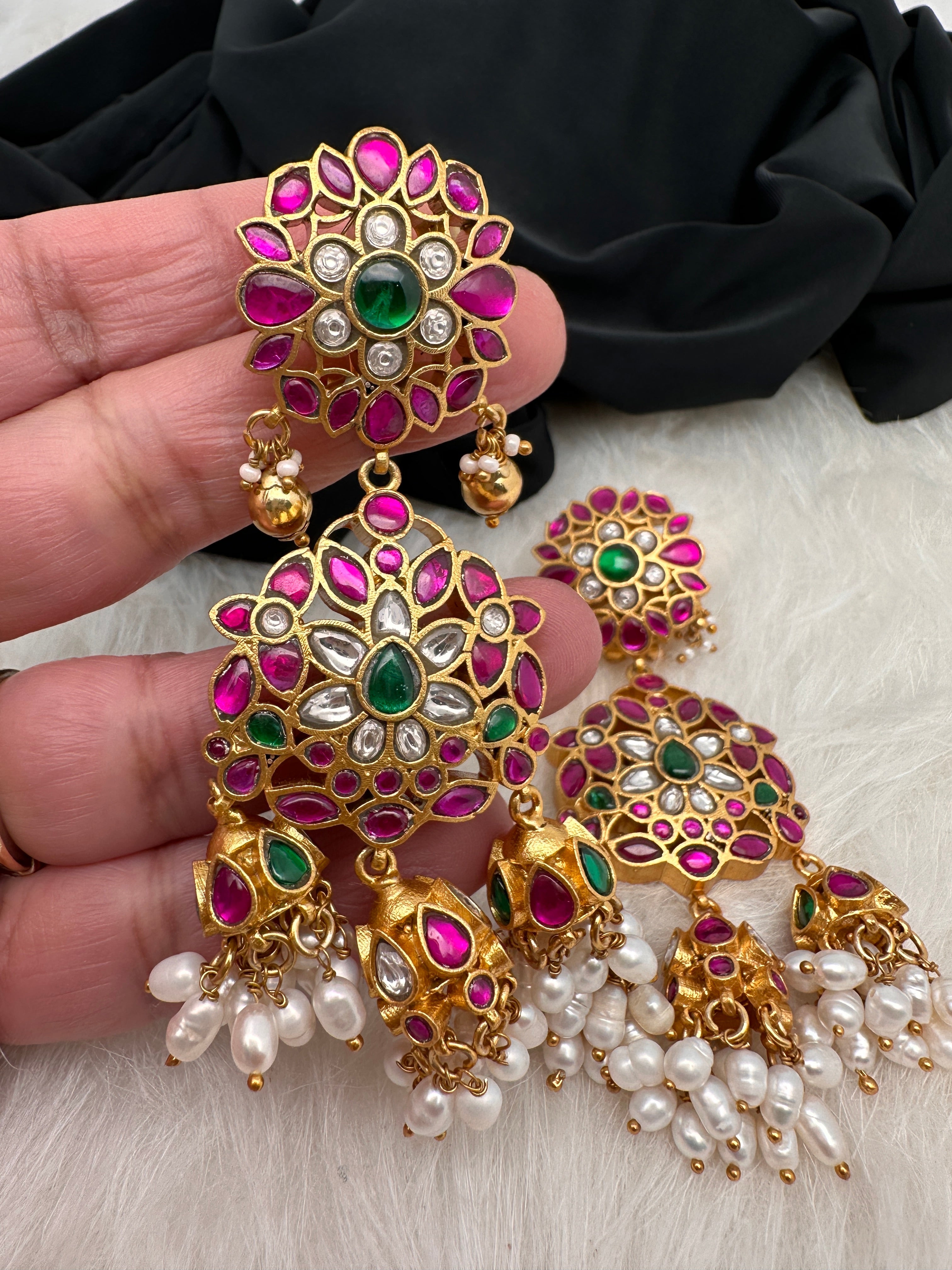 Orange Kundan Earrings/Meenakari Earrings/Indian Earring/Indian Jewelry |  eBay