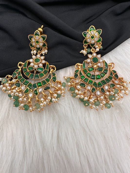 Jadau Kundan Green Earrings