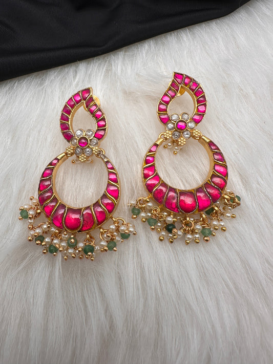 Jadau Kundan Pink Earrings