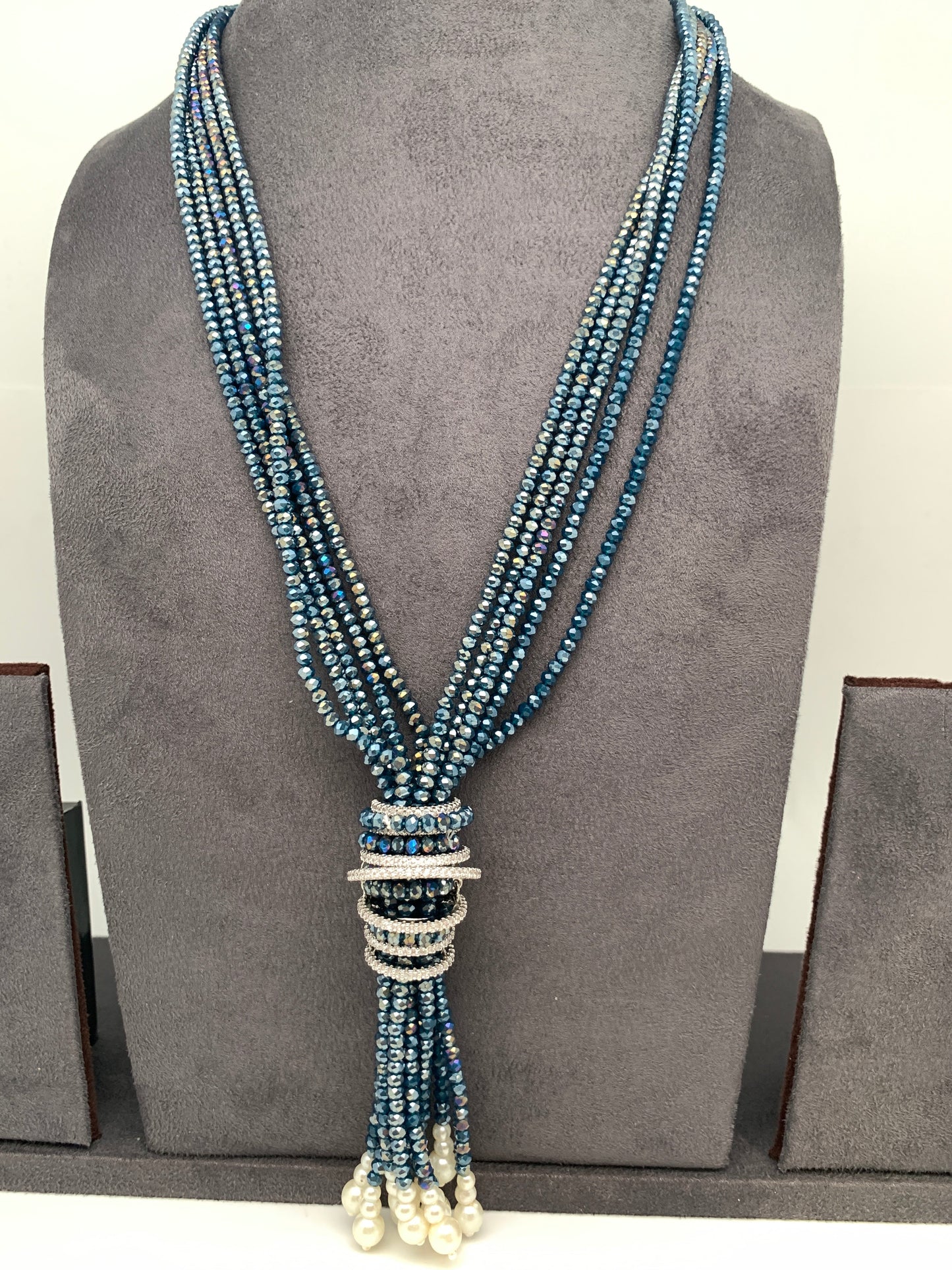 AD Shining Gray Beads Long Mala