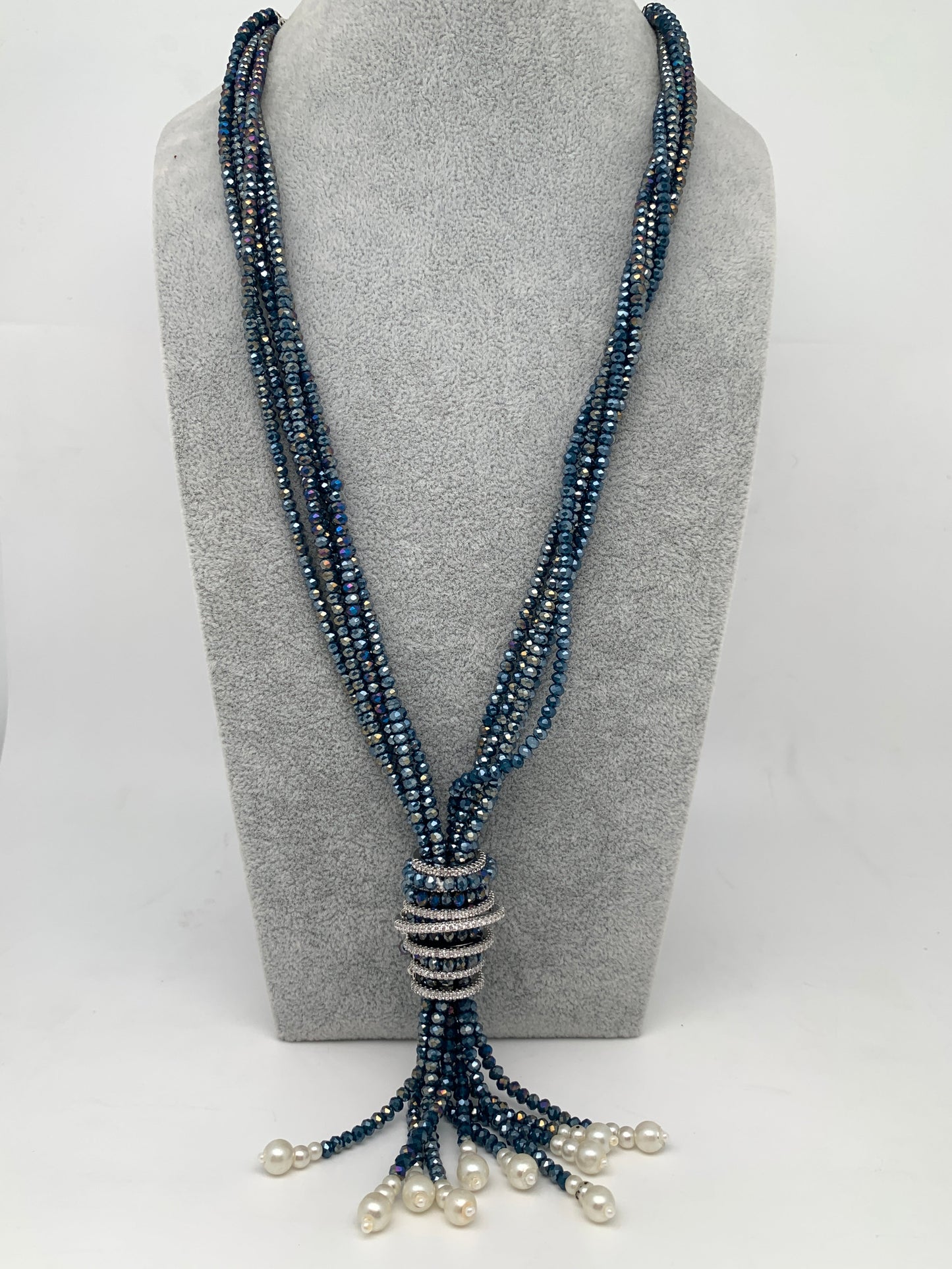 AD Shining Gray Beads Long Mala