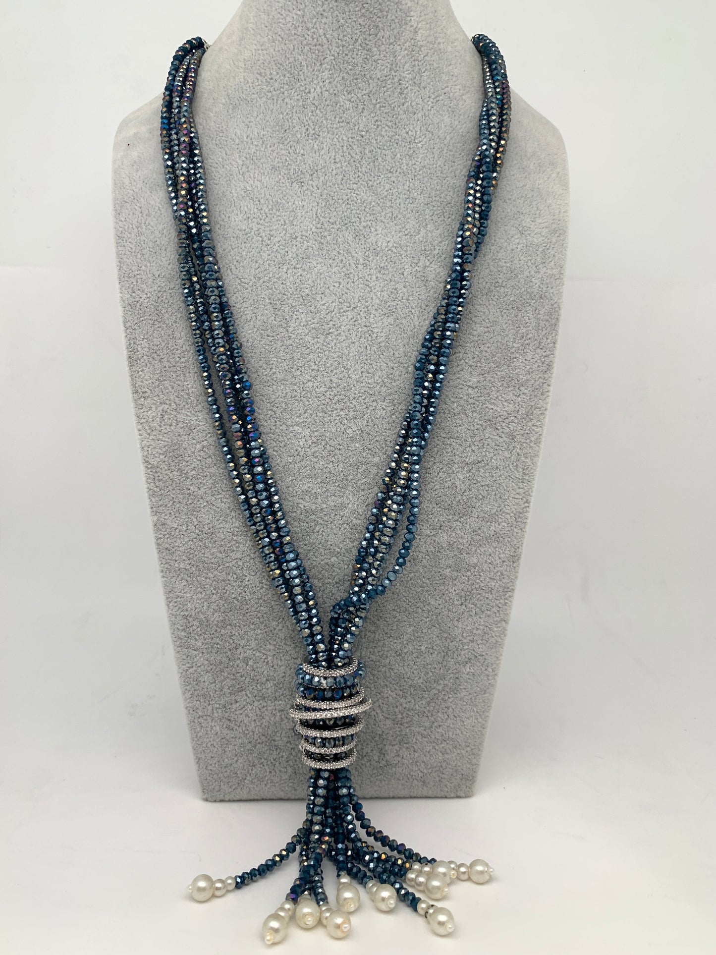 AD Shining Gray Beads Long Mala