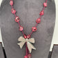 AD Bow Pendent Pink Beads Mala