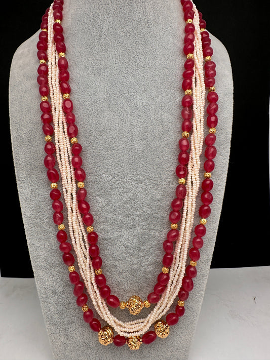 Ruby Pearls Nakshi Multi Layer Necklace