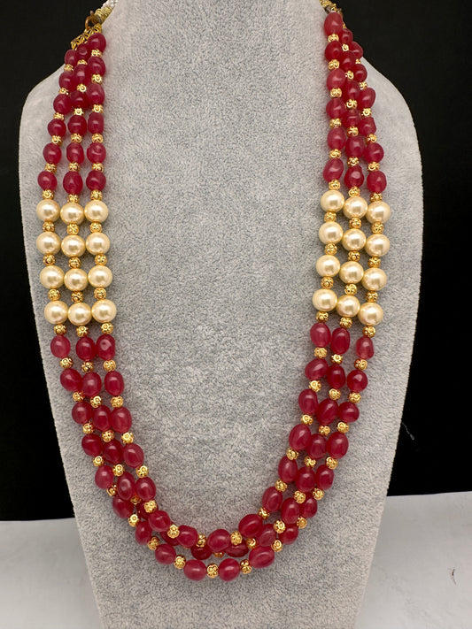 Ruby Pearls Nakshi Multi Layer Necklace