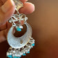 Chandbali Aqua Beads and Pearls Earrings