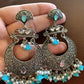 Chandbali Aqua Beads and Pearls Earrings