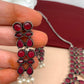 Red Stone Oxidized Short Necklace