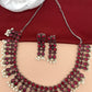 Red Stone Oxidized Short Necklace