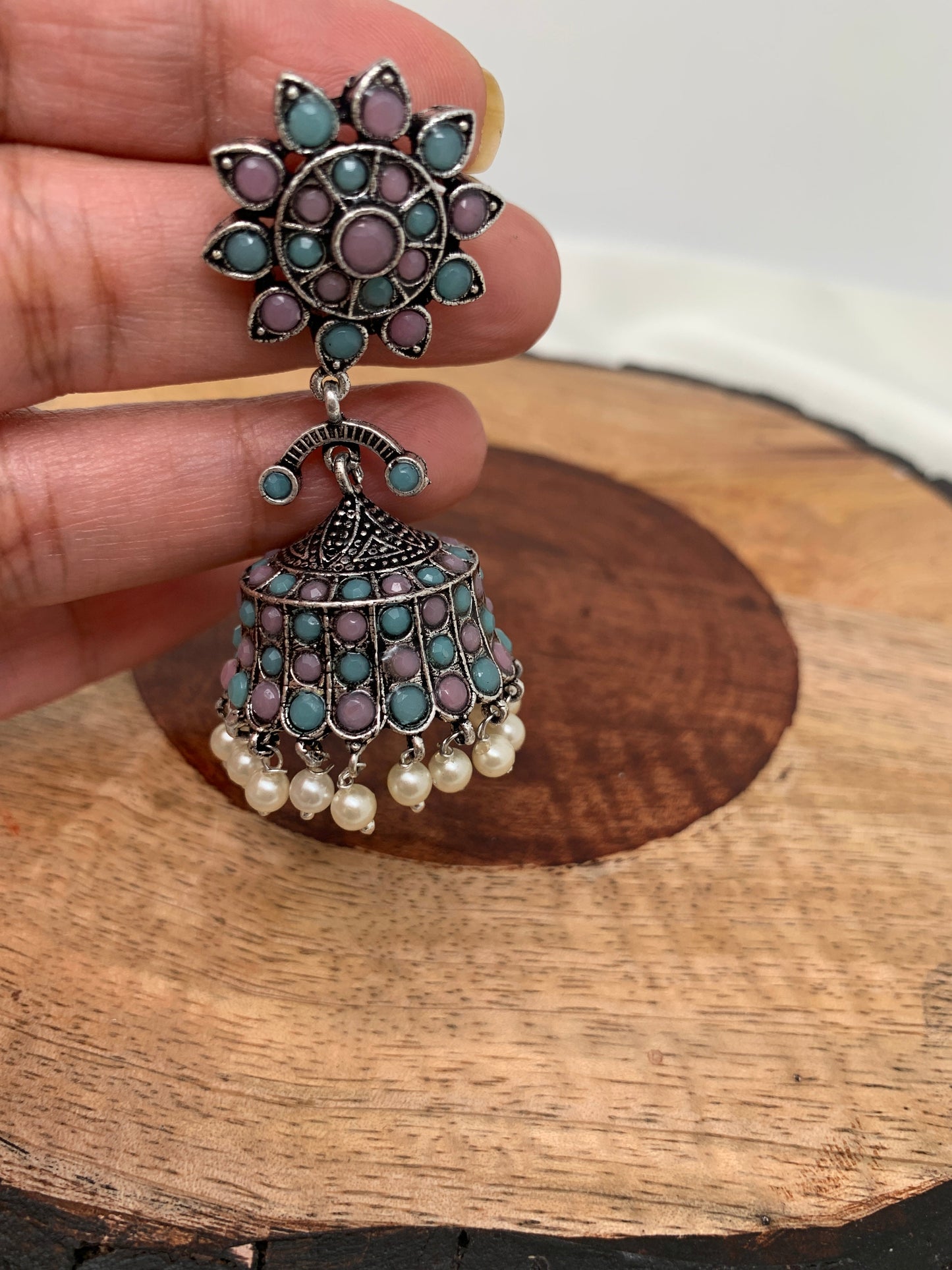 Aqua and Pink Jhumka