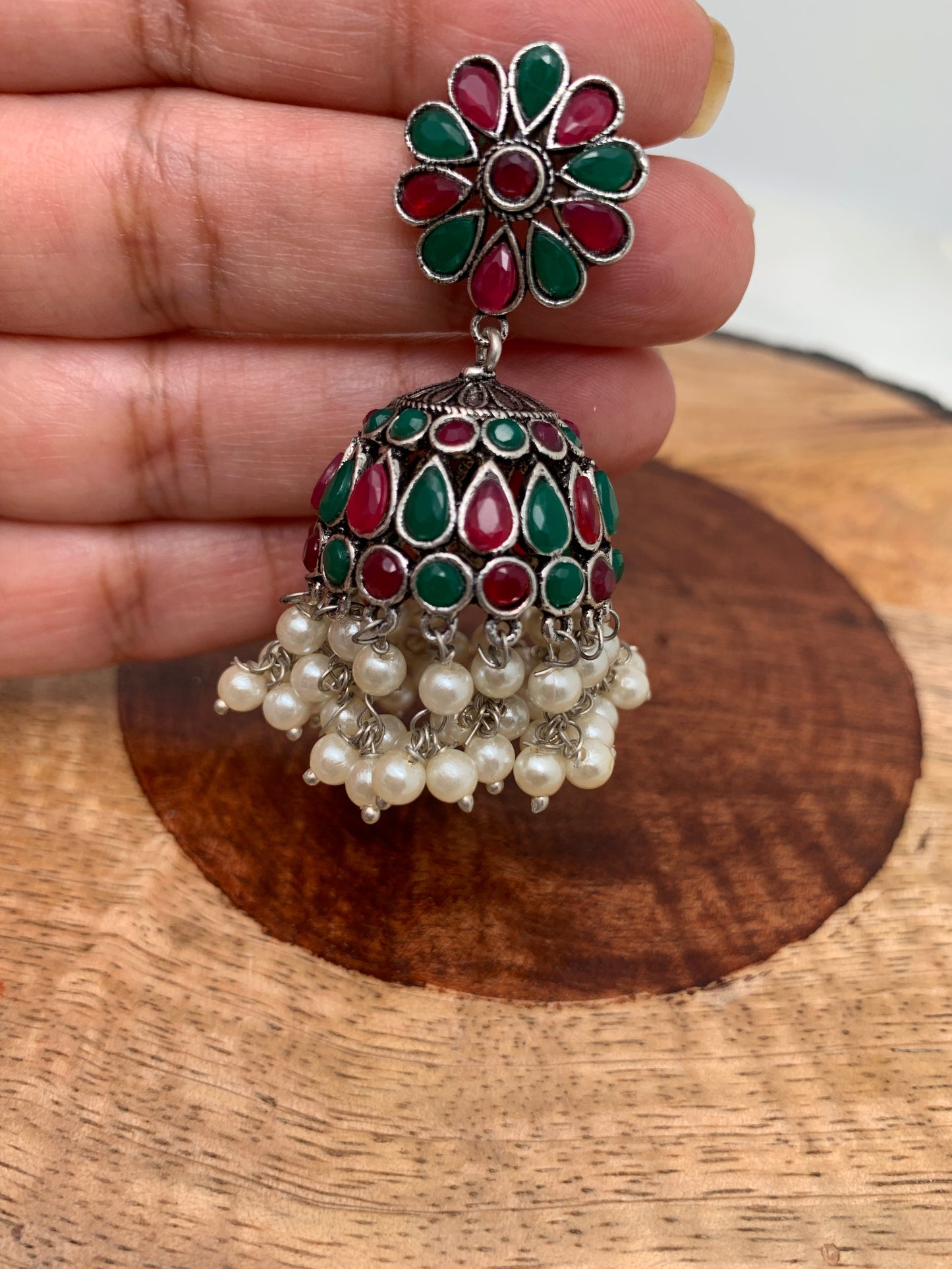 Multi Color and Pearl Jhumka