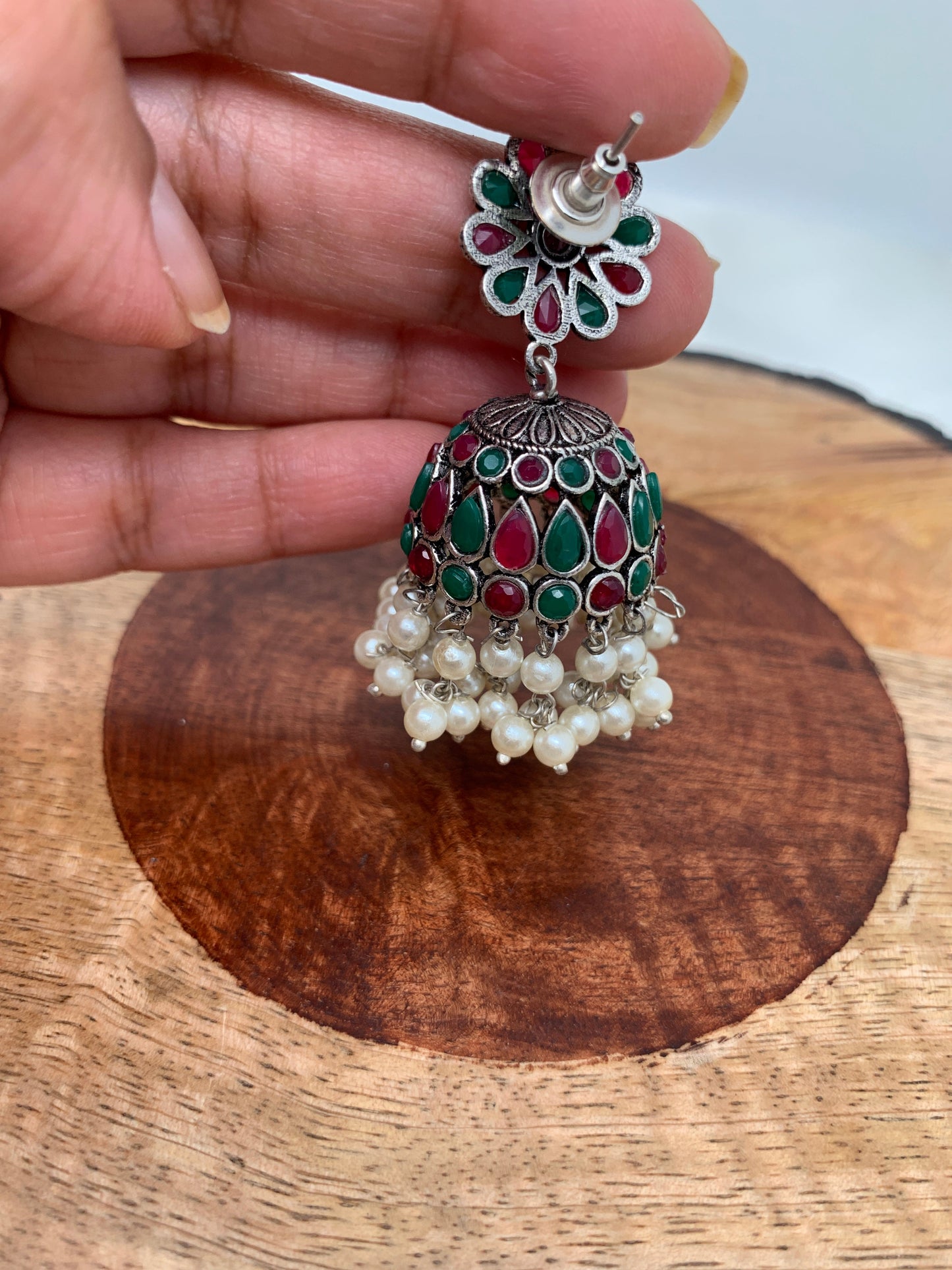 Multi Color and Pearl Jhumka