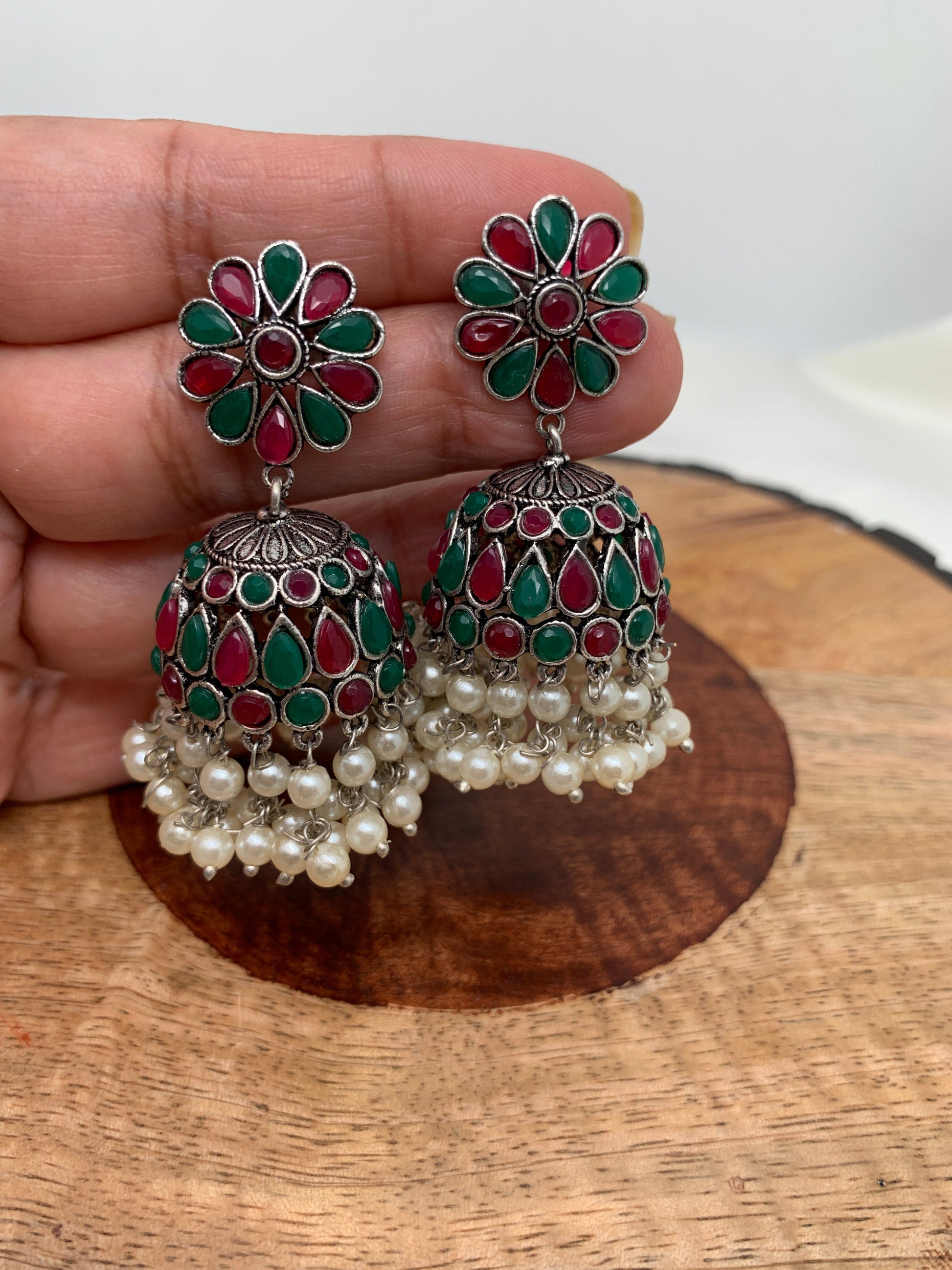 Multi Color and Pearl Jhumka