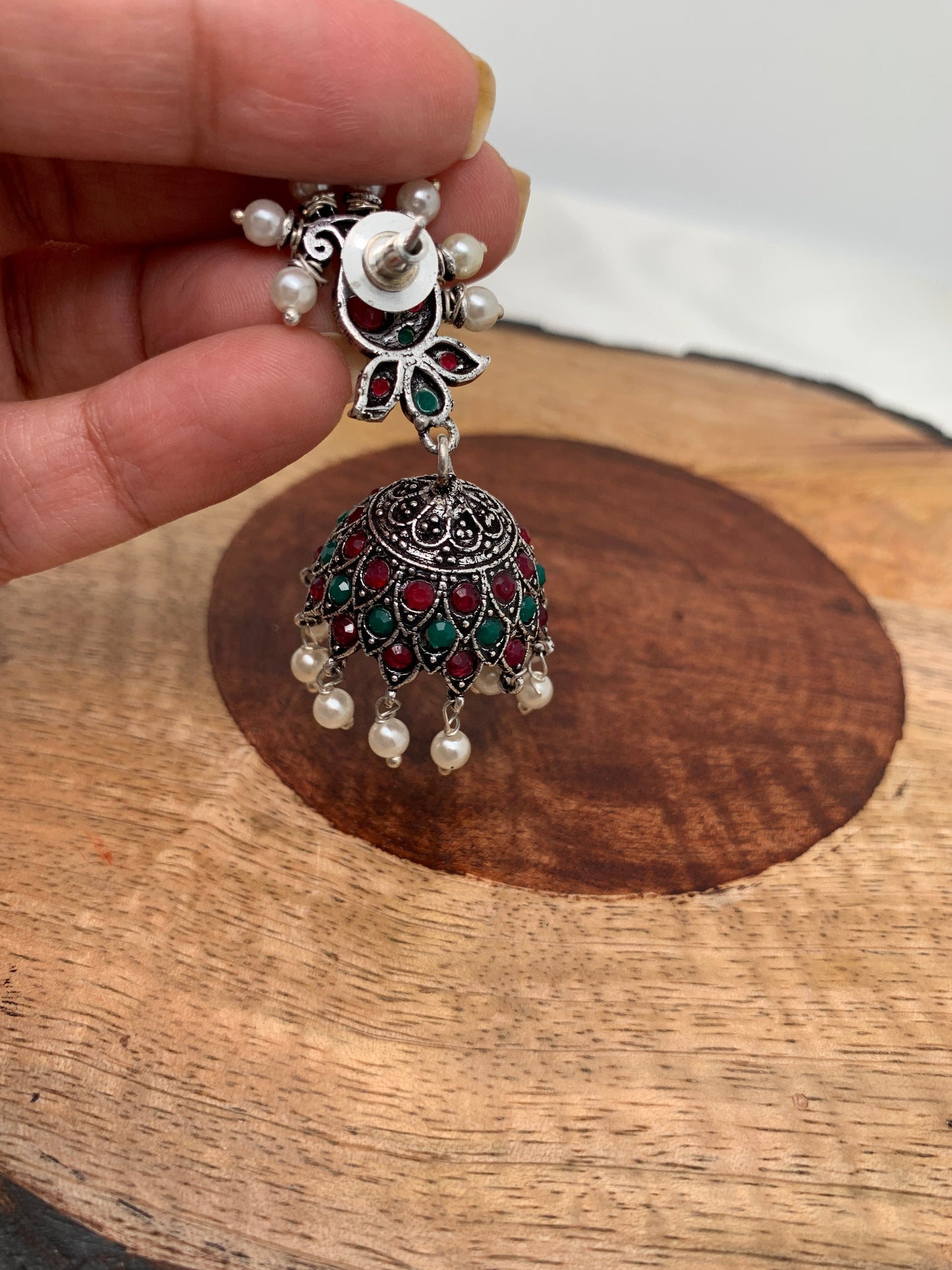 Multi Stone Pearl Jhumka