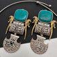 German Silver Oxidized Hasli Necklace - Turquoise