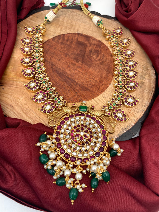 Jadau Kundan Red Stone Mango Necklace