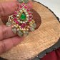 Red Green Jadau Kundan Short Necklace