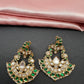 Green Jadau Kundan Chandbali Earrings