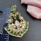 Green Jadau Kundan Chandbali Earrings