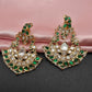 Green Jadau Kundan Chandbali Earrings