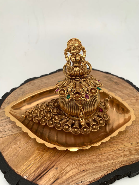 Goddess Lakshmi Matte Finish Kumkum Bharani Plate