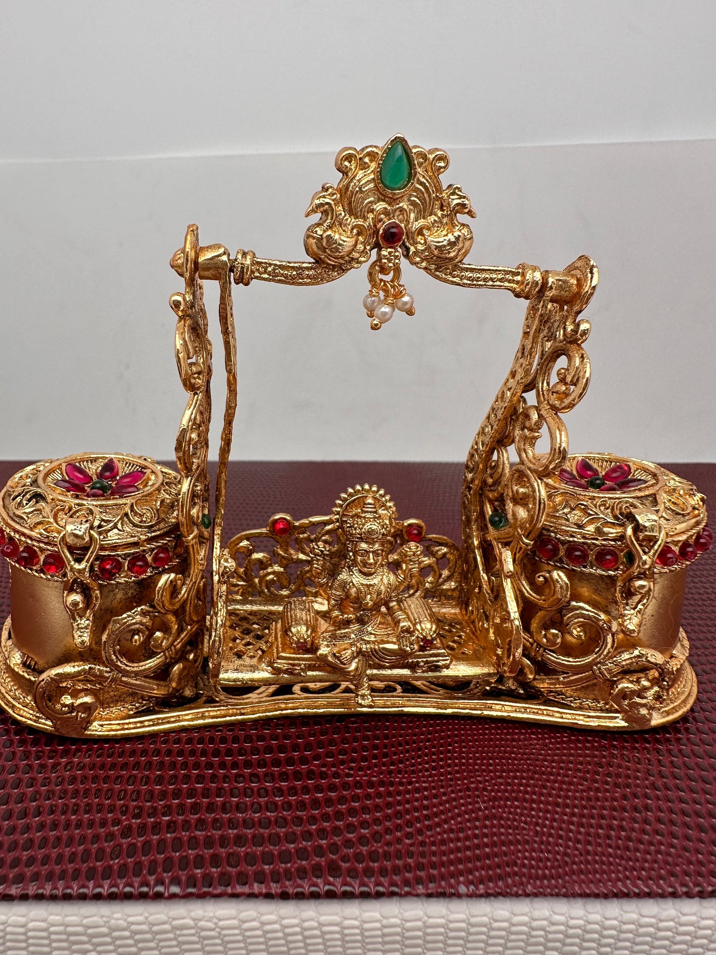 Goddess Lakshmi Swing Design Matte Finish Haldi Kumkum Box Bharani