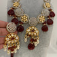 Kundan AD Red Beads Short Necklace