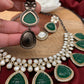 Kundan Green Carved Stone Necklace