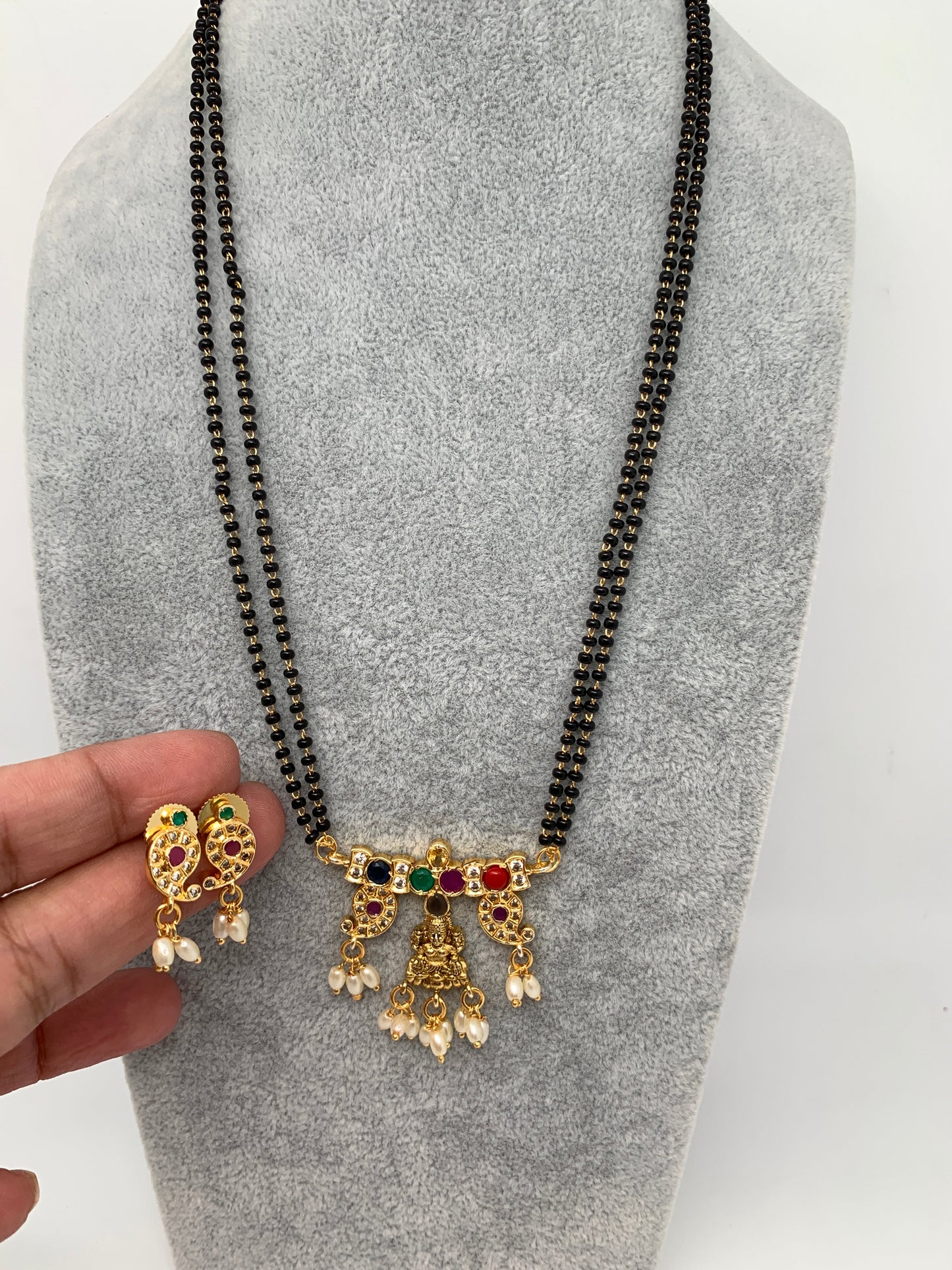 Goddess Lakshmi with Navratan Stone Mangalsutra