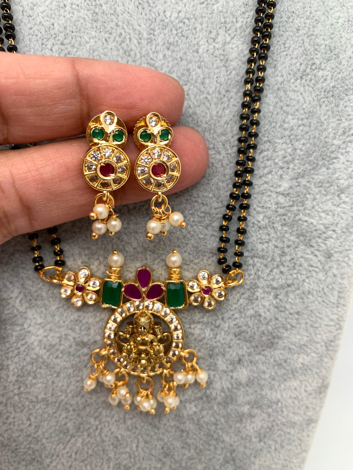 Goddess Lakshmi CZ Multi Stone Mangalsutra