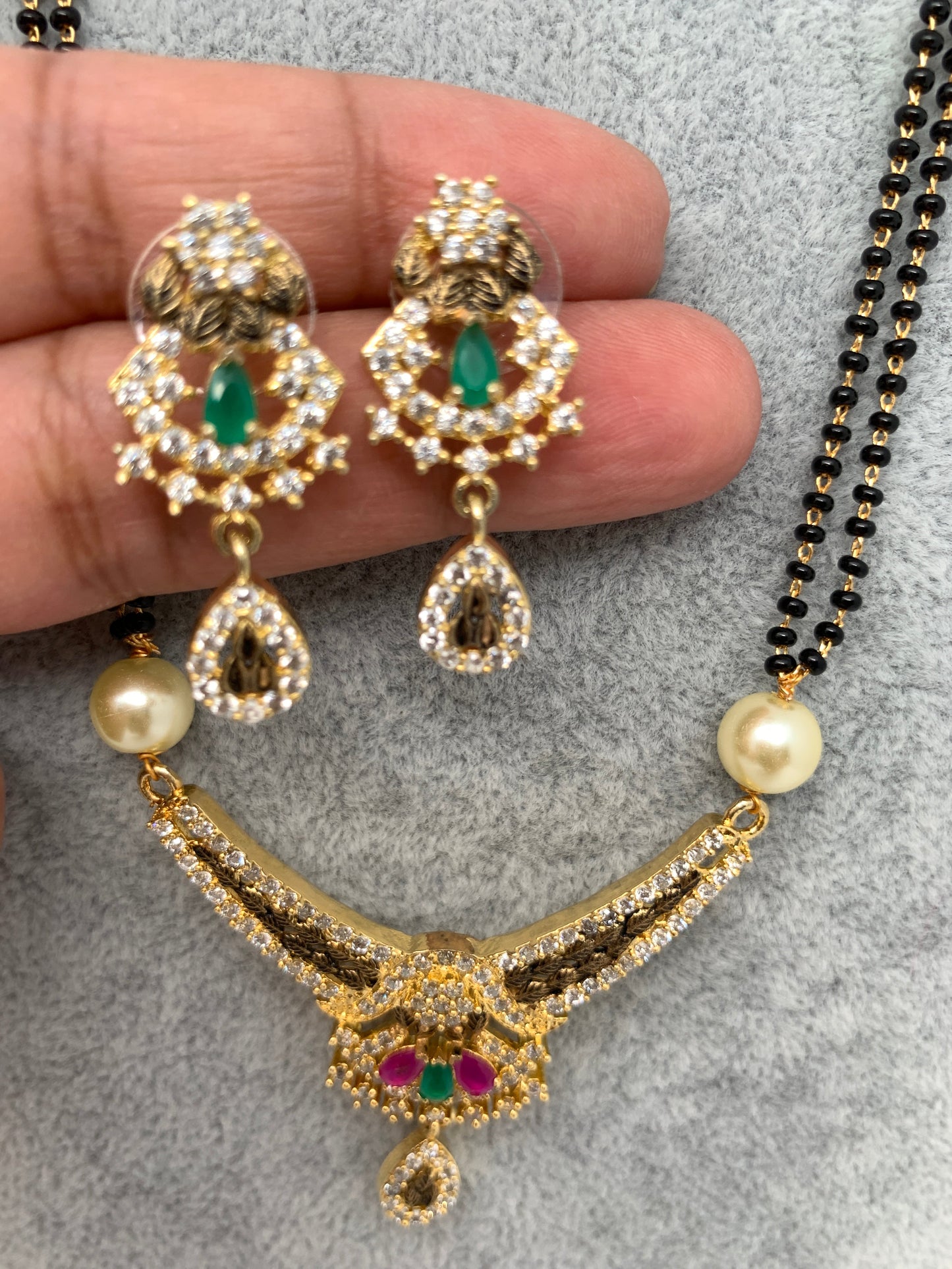 CZ Multi Stone Antique Finish Mangalsutra