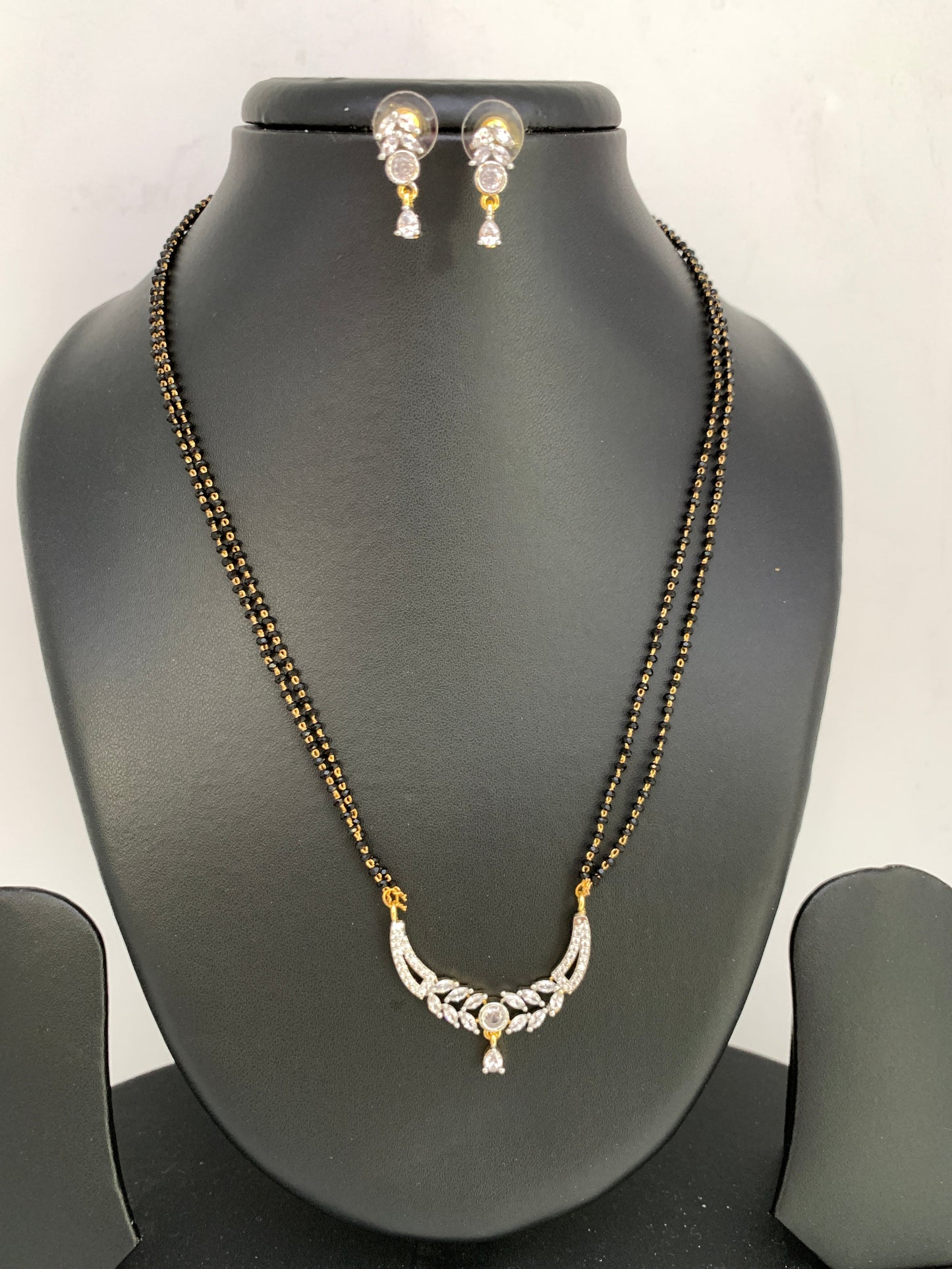 AD Black Beads Mangalsutra