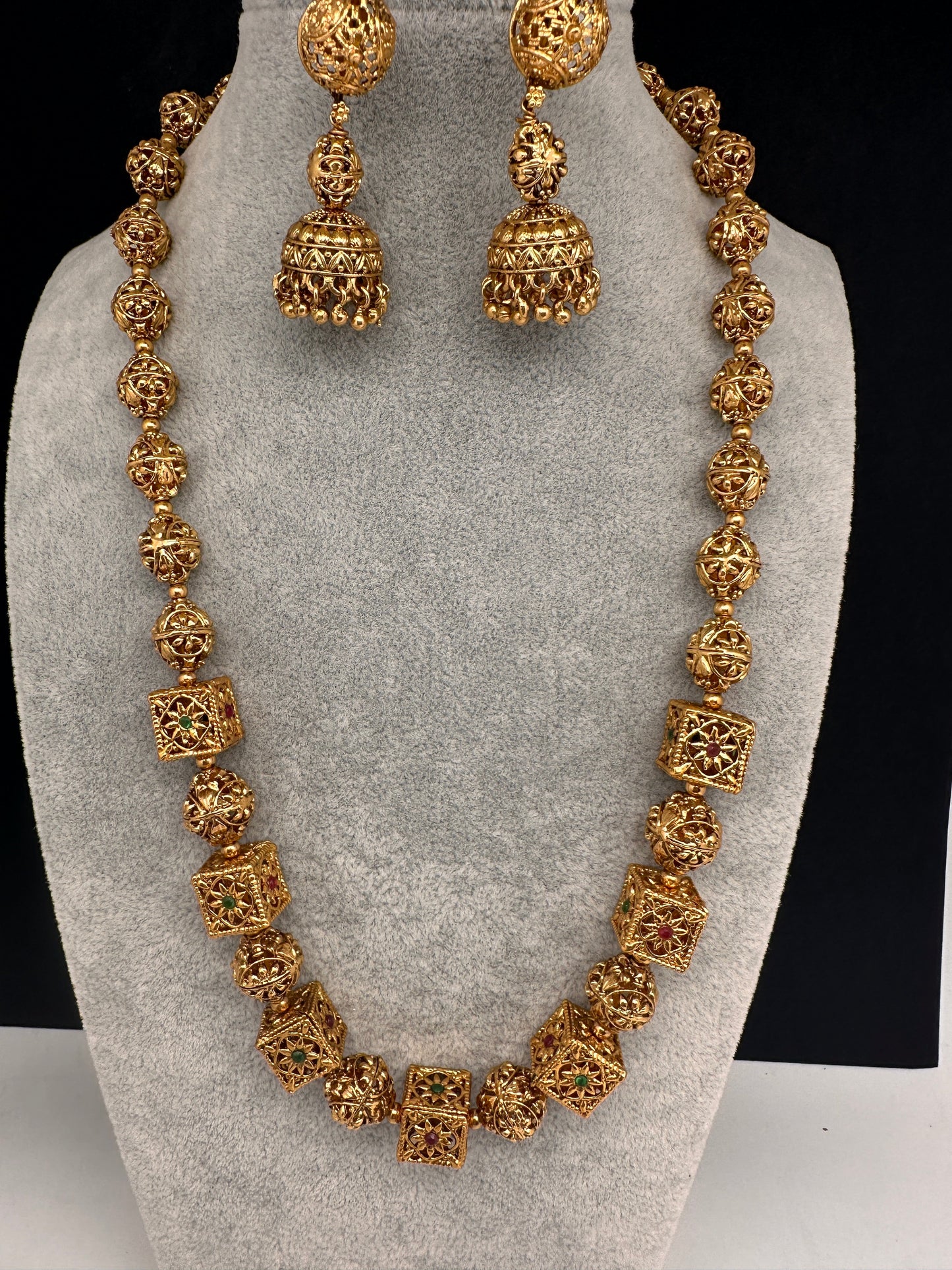 Golden Nakshi Balls Necklace