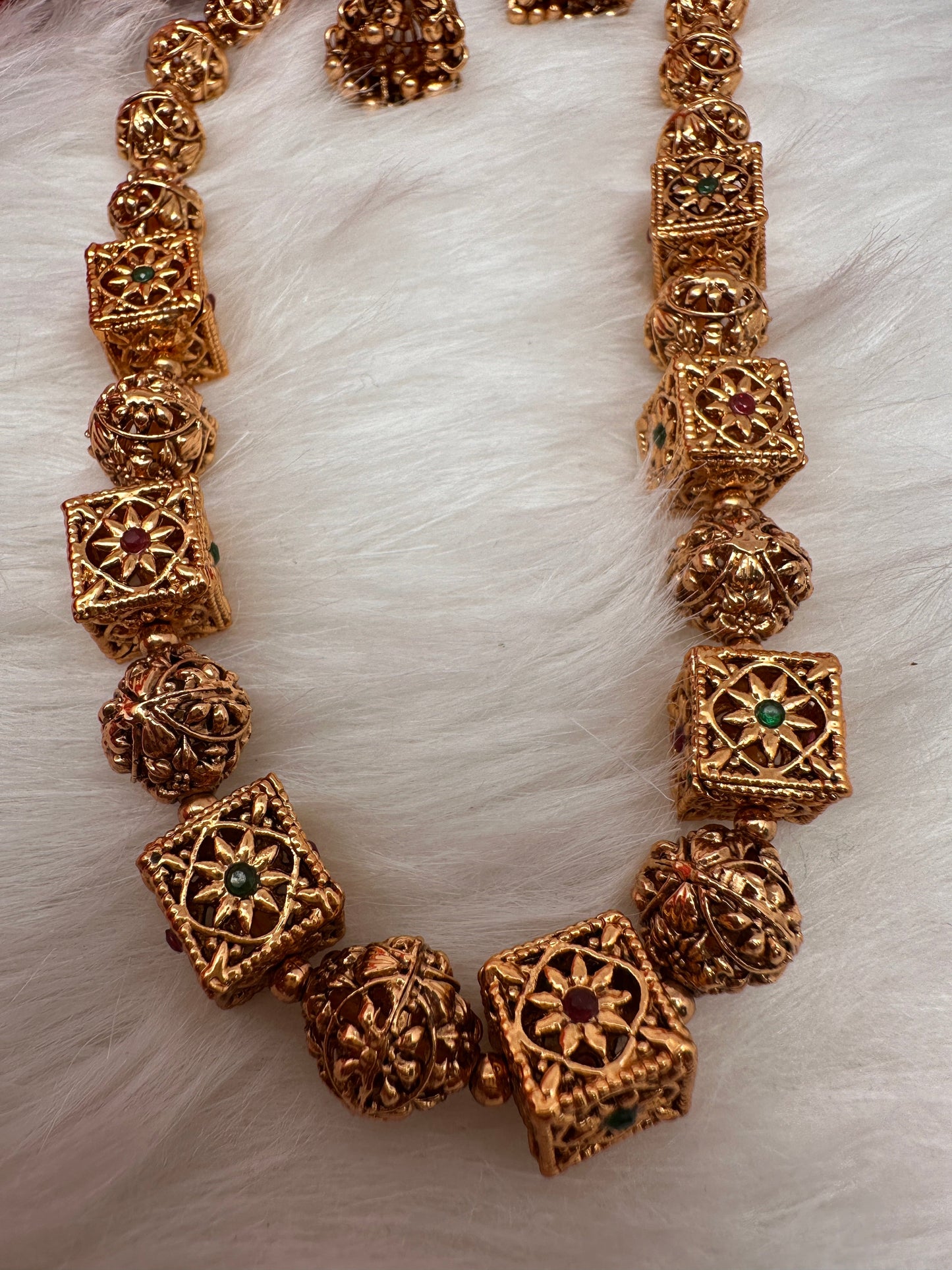 Golden Nakshi Balls Necklace