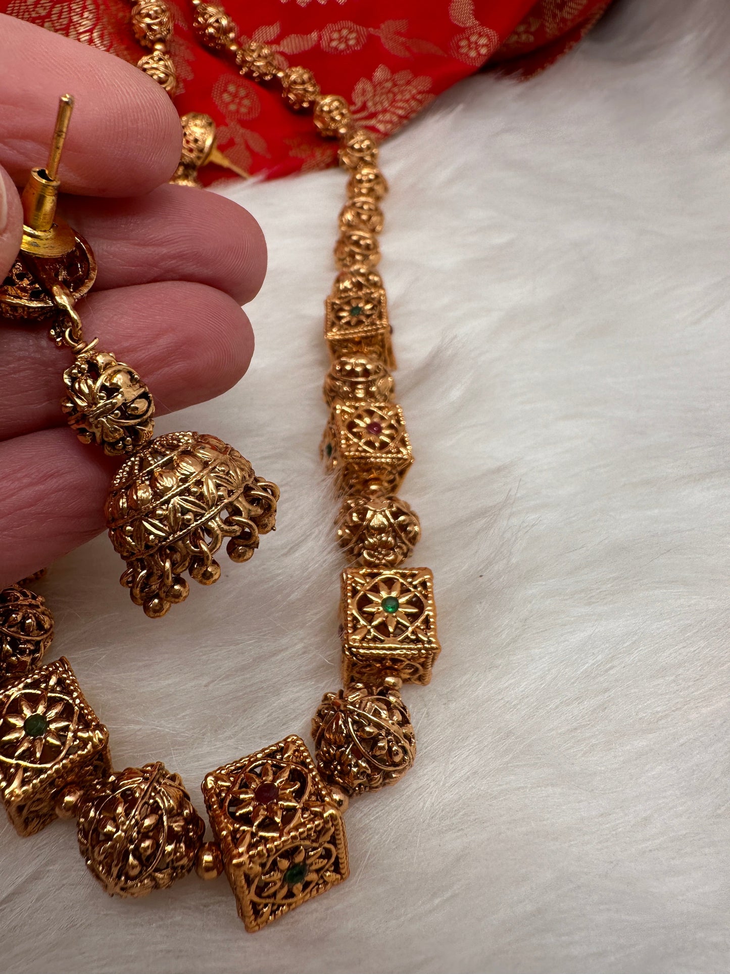 Golden Nakshi Balls Necklace