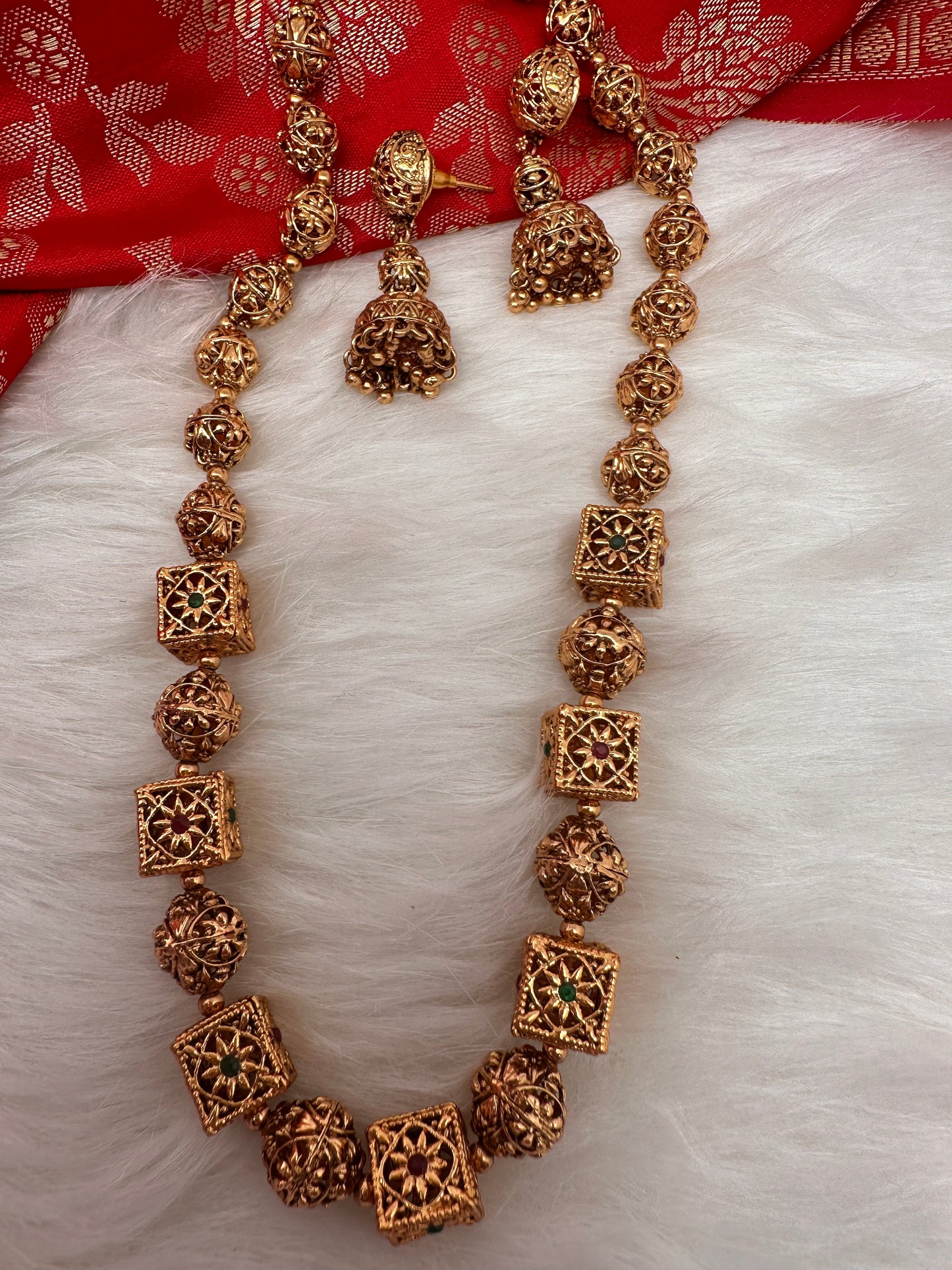 Golden Nakshi Balls Necklace