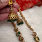 Golden Nakshi Balls Color Stone Necklace - Green