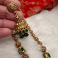 Golden Nakshi Balls Color Stone Necklace - Green