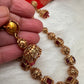 Golden Nakshi Balls Color Stone Necklace - Red