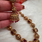 Golden Nakshi Balls Color Stone Necklace - Red