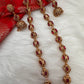 Golden Nakshi Balls Color Stone Necklace - Red