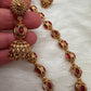 Golden Nakshi Balls Color Stone Necklace - Red