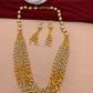 Pearl Bunch and Gold Beads 14  Line Necklace