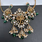 Ganesha Nakshi Color Stone Kundan Victorian Mehndi Finish Pendent Set - Green