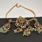 Ganesha Nakshi Color Stone Kundan Victorian Mehndi Finish Pendent Set - LightGreen