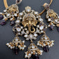 Ganesha Nakshi Color Stone Kundan Victorian Mehndi Finish Pendent Set - Purple