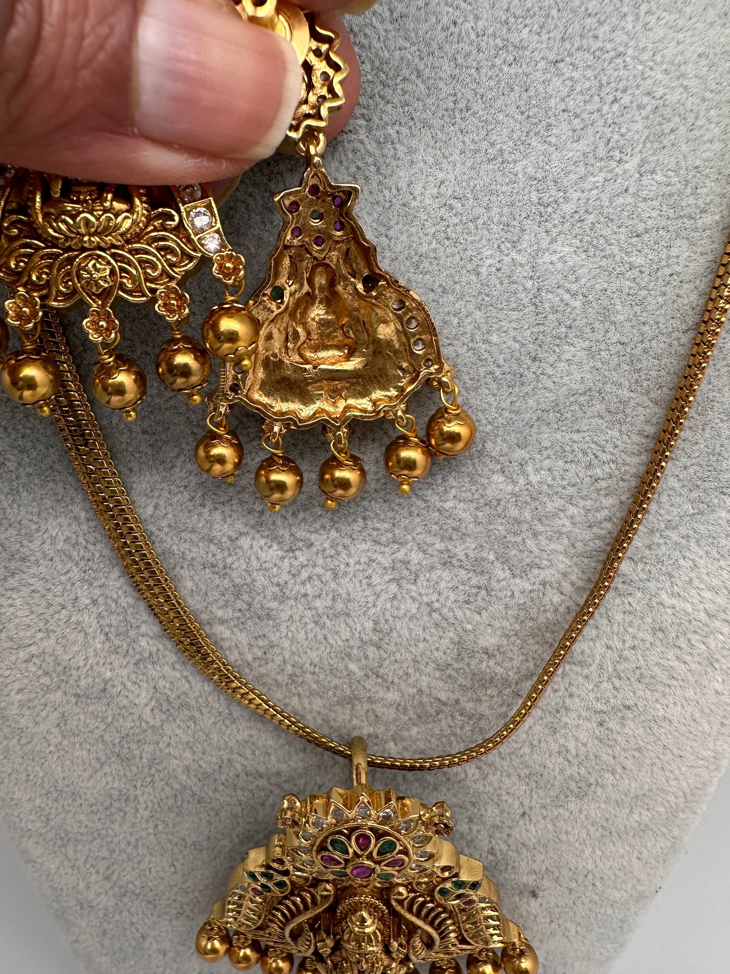 Goddess Lakshmi Nakshi Matte Finish Pendent Set