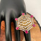 AD Red Stone Hexagonal Ring